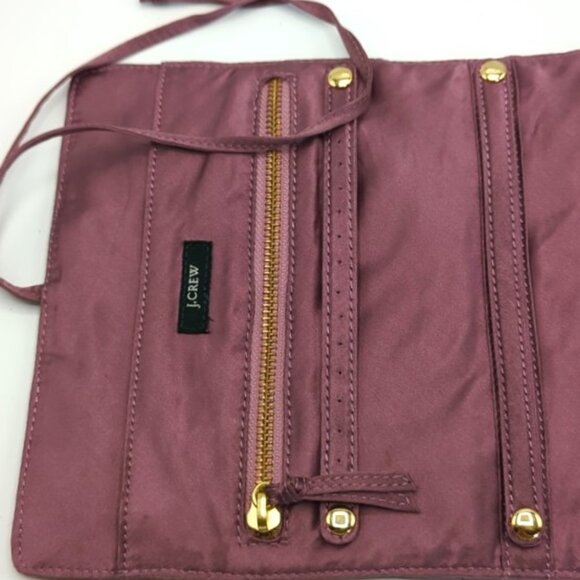 J. Crew Jewelry Tie Roll Travel Case in Dark Mauve Purple Satin - Picture 2 of 5